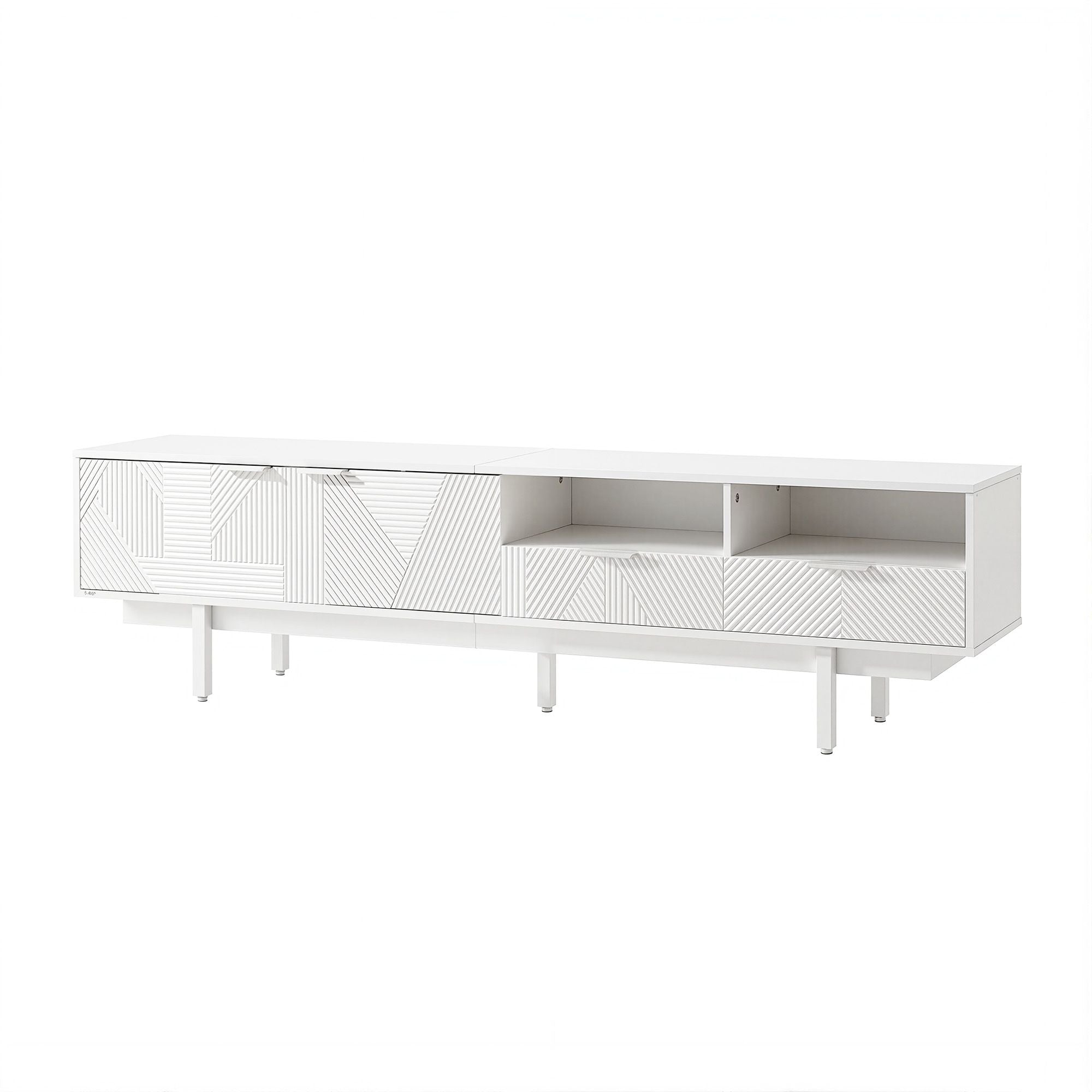 TV Unit Entertainment Unit Storage Cabinet Drawer 200cm White