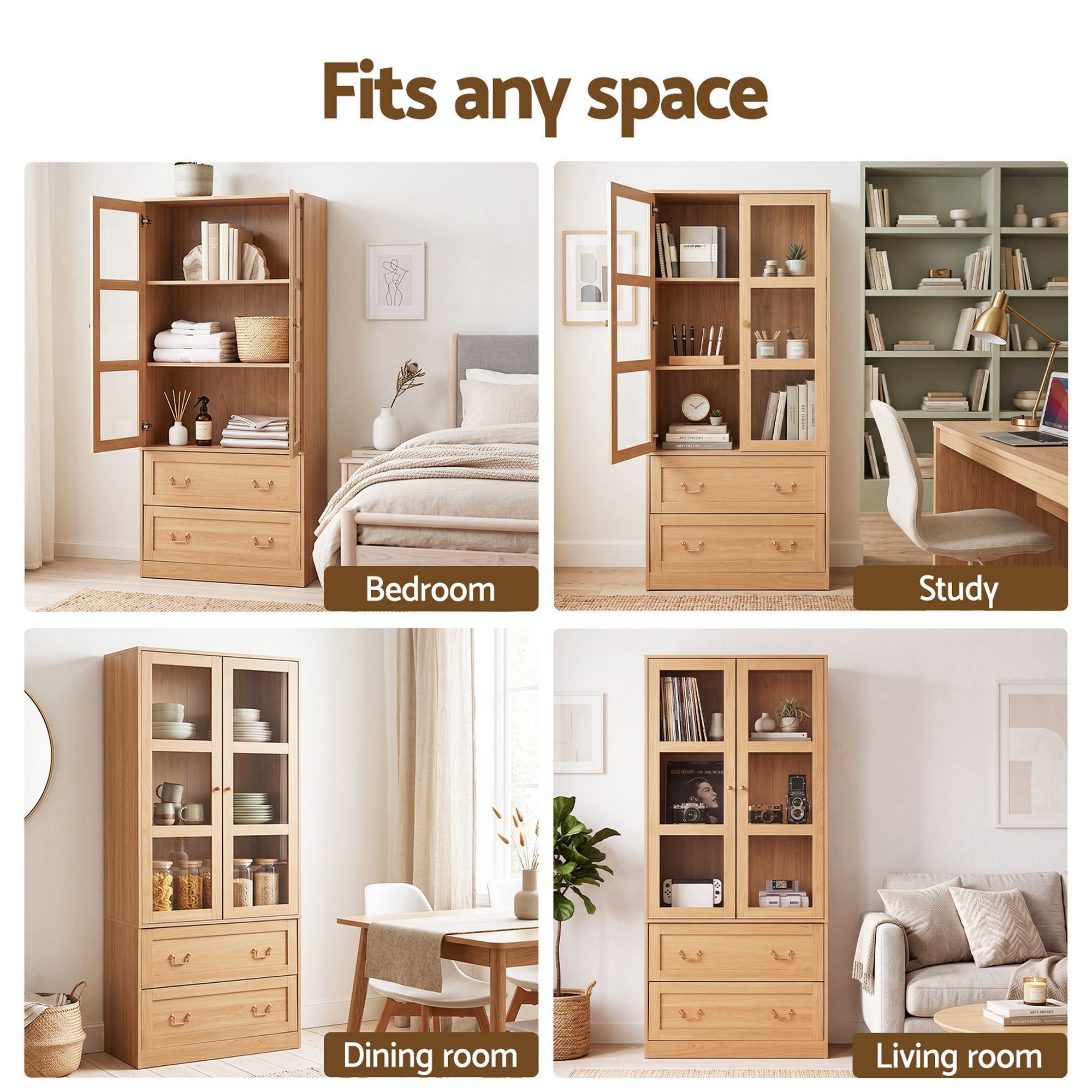 Buffet Sideboard Cabinet 180cm Hutch Storage Kitchen Drawer Door Wood