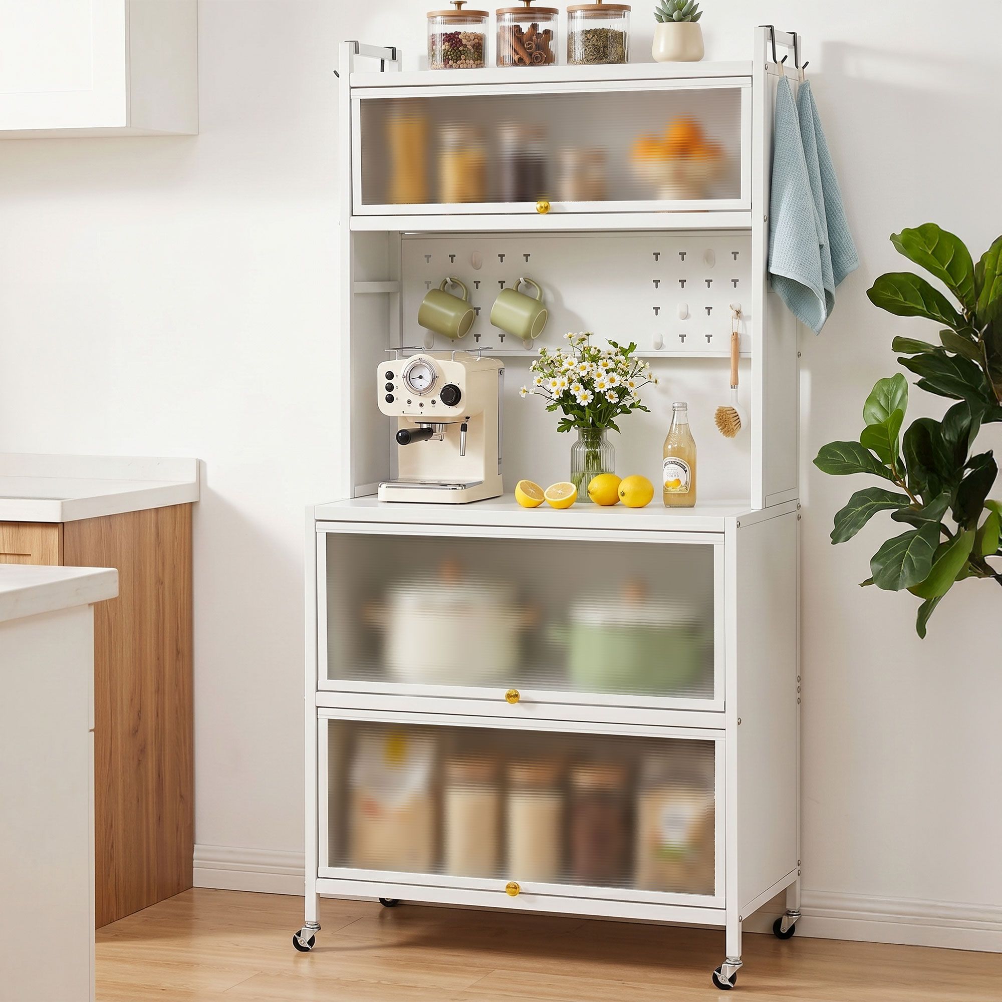 Kitchen Cabinet Storage Shelves Pegboard Cupboard Sideboard 80CMX164CM