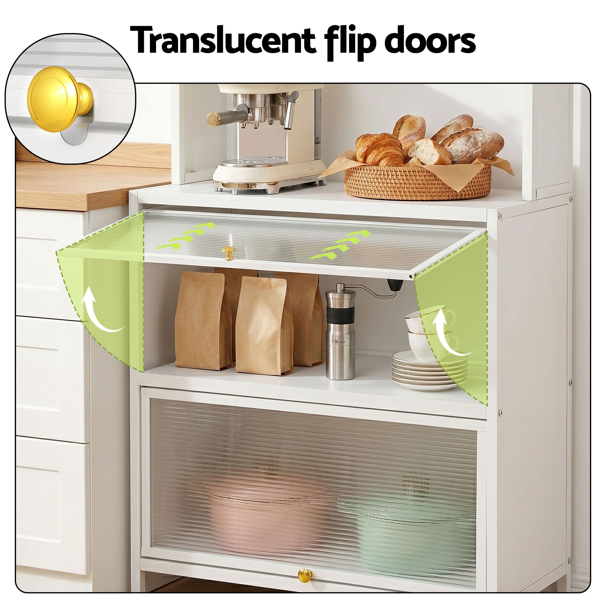 Kitchen Cabinet Storage Shelves Pegboard Cupboard Sideboard 80CMX164CM