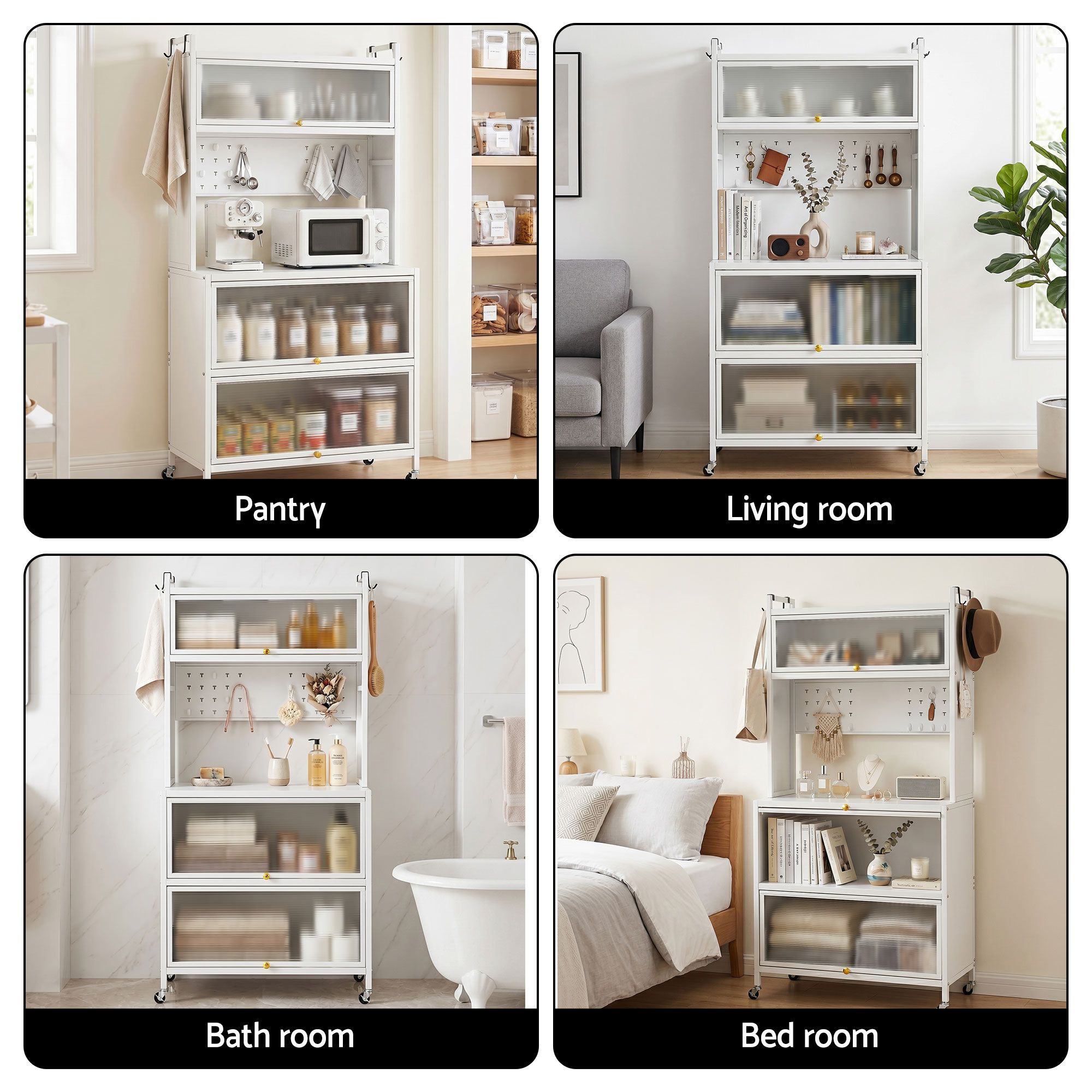 Kitchen Cabinet Storage Shelves Pegboard Cupboard Sideboard 80CMX164CM
