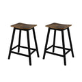 Bar Stools Set of 2 Kitchen Counter Stools Wooden Industrial Rustic Brown