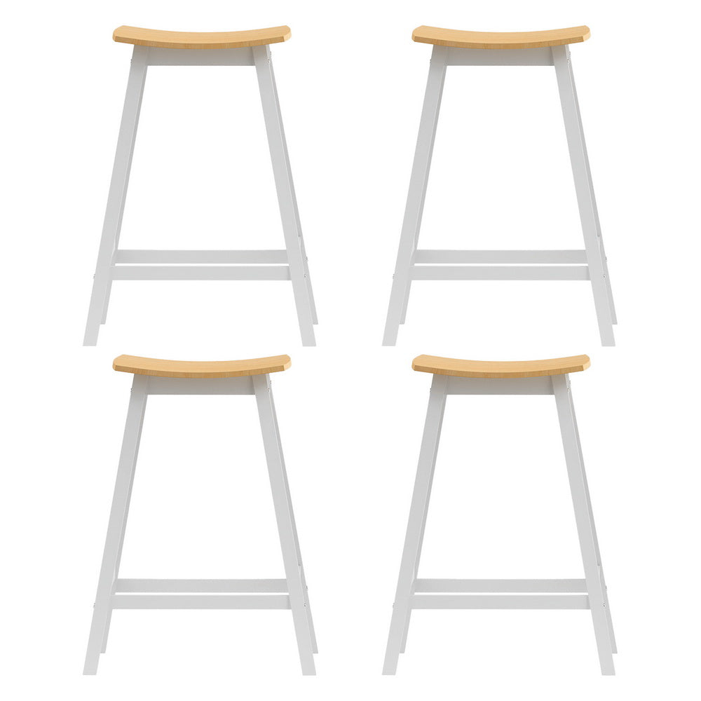 4x Bar Stools Wooden Chairs Oak