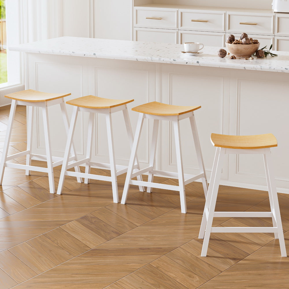 4x Bar Stools Wooden Chairs Oak