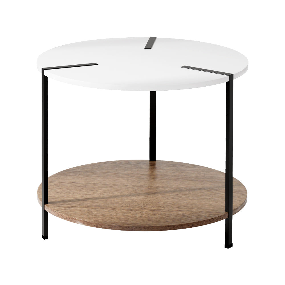 Coffee Table Side Table Round White Cedric