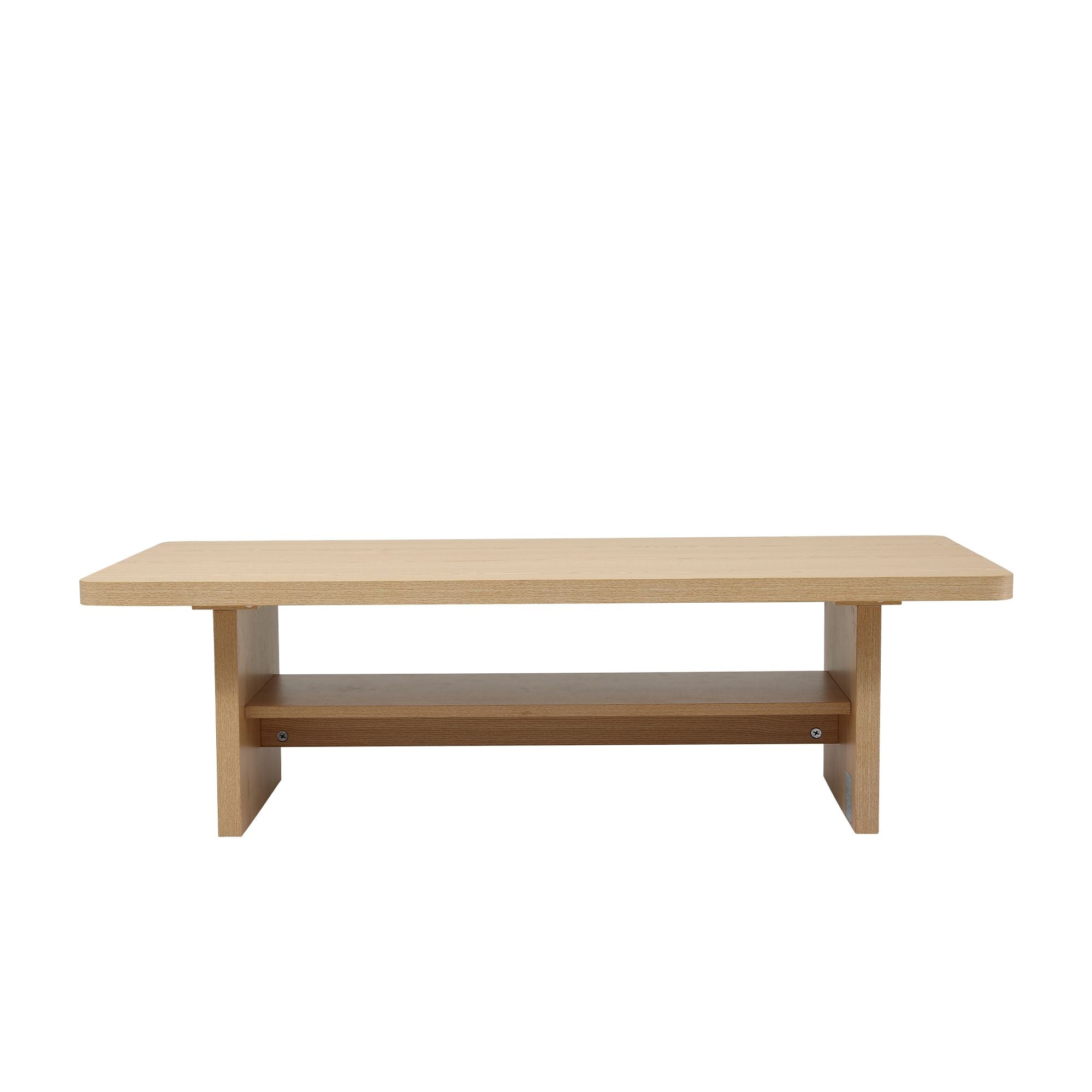 Coffee Table 110cm Center Table with 2-Tier Open Storage Shelf Wood