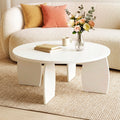 Round Coffee Table High-Gloss Center Table Minimalist Living Room Furniture 78x35cm Cream White