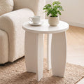 Round End Table High-Gloss Small Coffee Table Side Bedside Nightstand 40x45cm Cream white