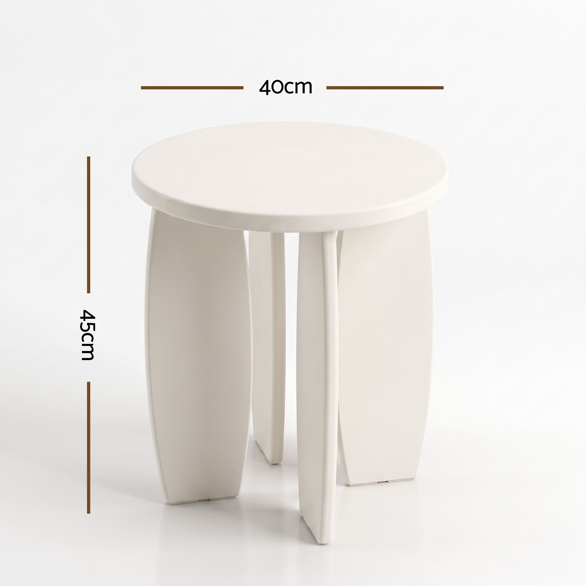 Round End Table High-Gloss Small Coffee Table Side Bedside Nightstand 40x45cm Cream white