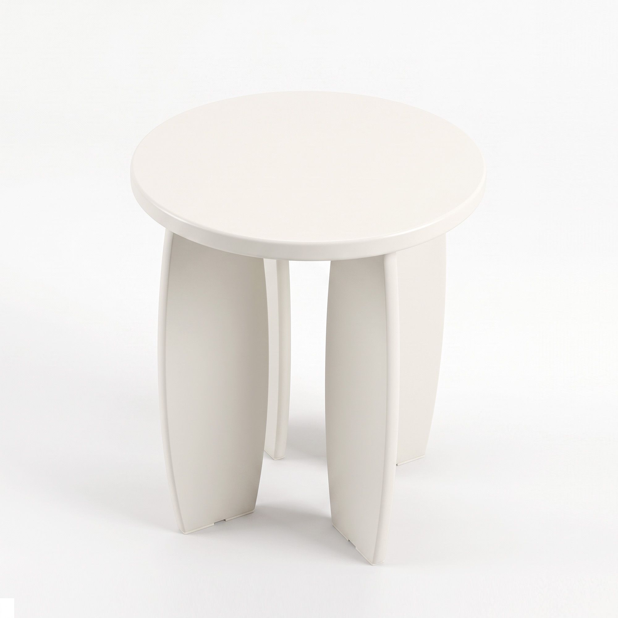 Round End Table High-Gloss Small Coffee Table Side Bedside Nightstand 40x45cm Cream white