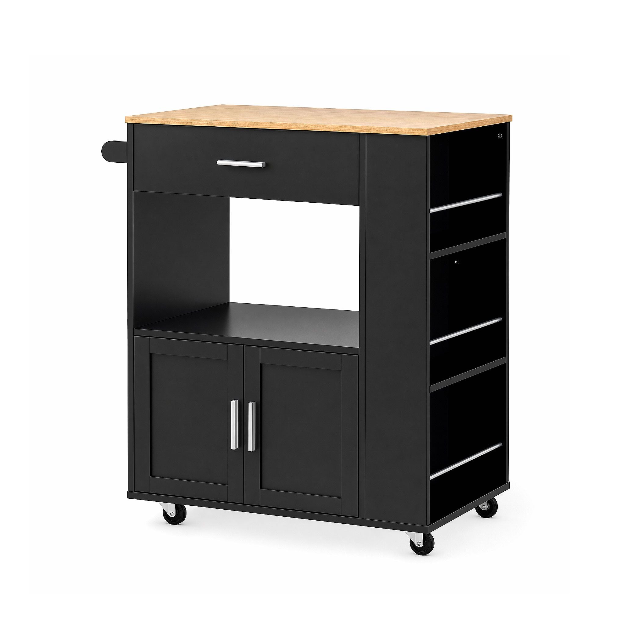 Kitchen Island Trolley Rolling Serving Cart Storage Cart Shelf Towel Rack