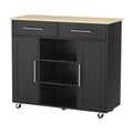 Kitchen Island Trolley with Storage Drawers, Cabinets & Shelves 100cm - Black