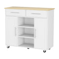Kitchen Island Trolley with Rolling Cart, Storage Drawers & Cabinet 100cm - White