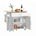 Kitchen Island Trolley Rolling Serving Cart Storage Drawer Cabinet 90cm White