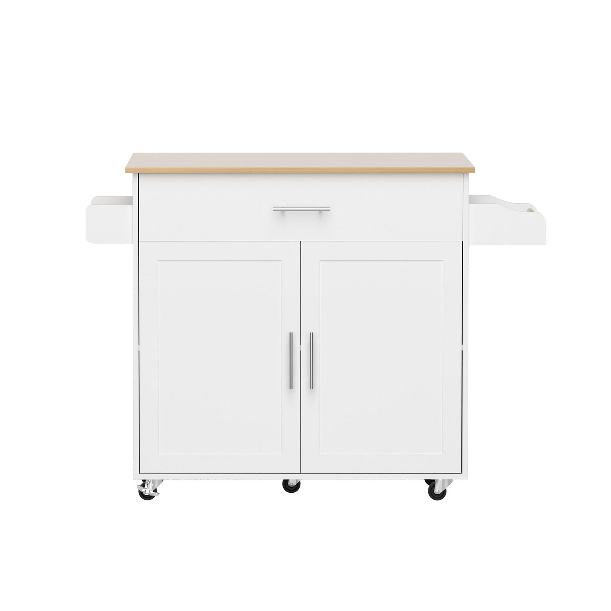 Kitchen Island Trolley Rolling Serving Cart Storage Drawer Cabinet 90cm White
