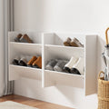 2-Tier Wall Mounted Open Shoe Racks ‚Äì Set of 2 (White)