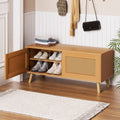 Rattan 2-Door Shoe Cabinet ‚Äì Pine Finish