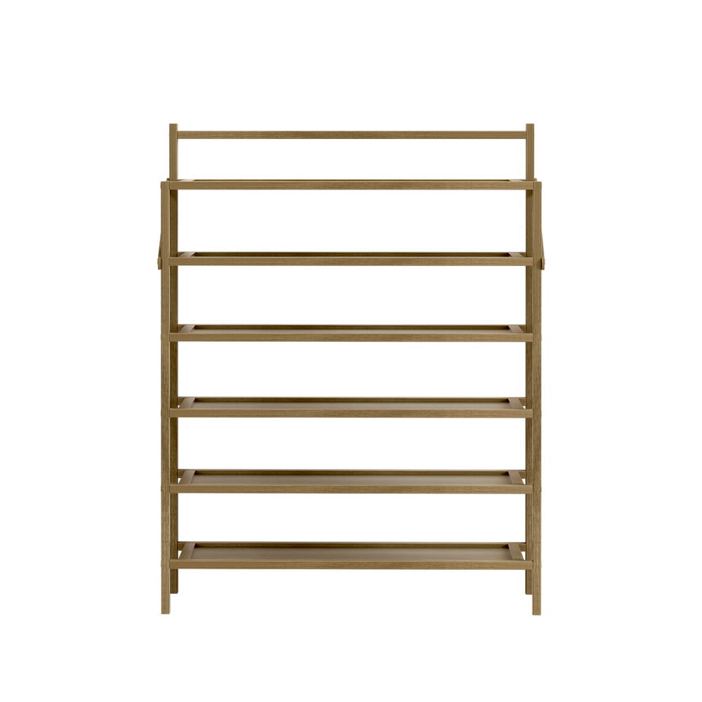 Aei Rack Bamboo 6-Tier Foldable Shoe Rack – Oak Finish