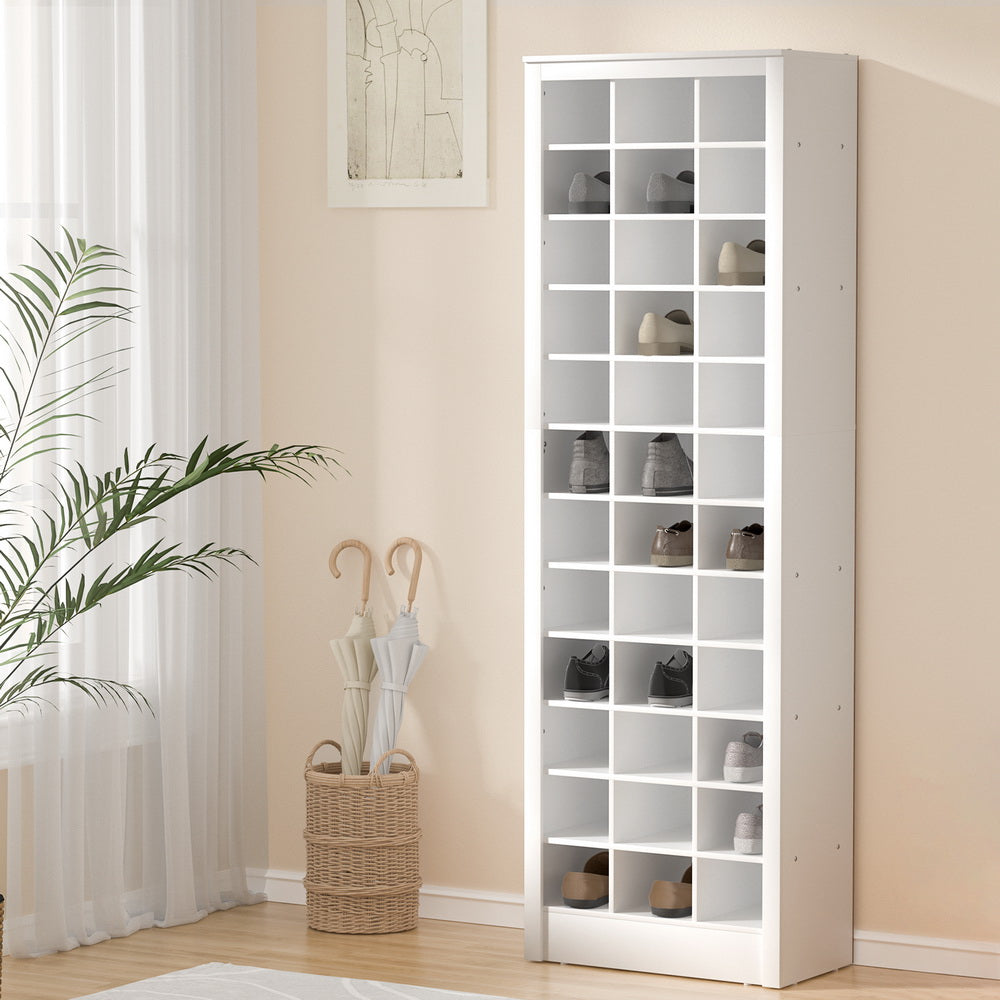 Shoe Rack 12-Tier Storage Cabinet in White