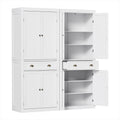 2x Buffet Sideboard Cabinet 6-Tier Storage Pantry Cupboard Drawer White