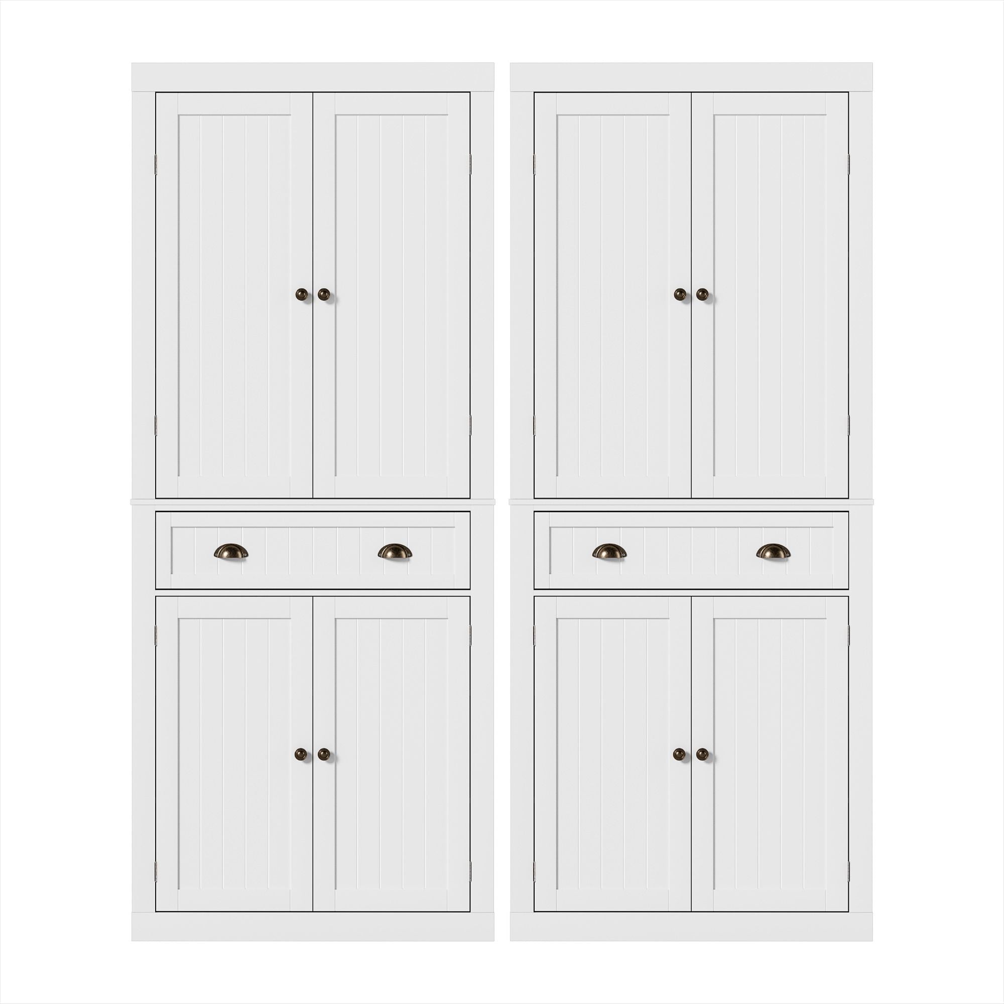2x Buffet Sideboard Cabinet 6-Tier Storage Pantry Cupboard Drawer White