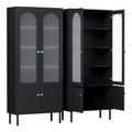 2x Buffet Sideboard Cabinet Pantry 5-Tier Storage Cupboard Fluted Black