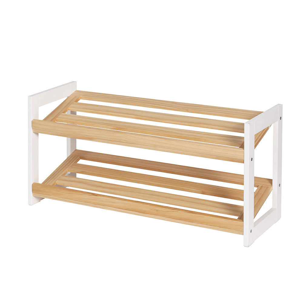 2-Tier Kara Shoe Rack – Pine White