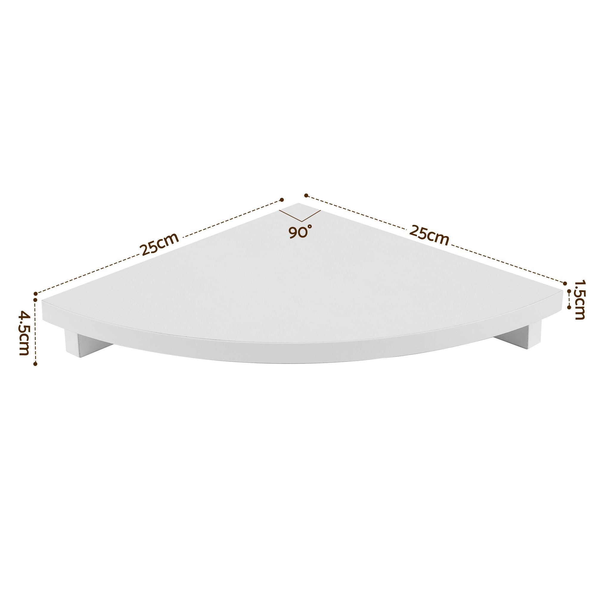 Corner Floating Wall Shelf Wall Mounted Display Rack Round Edge White 1pc