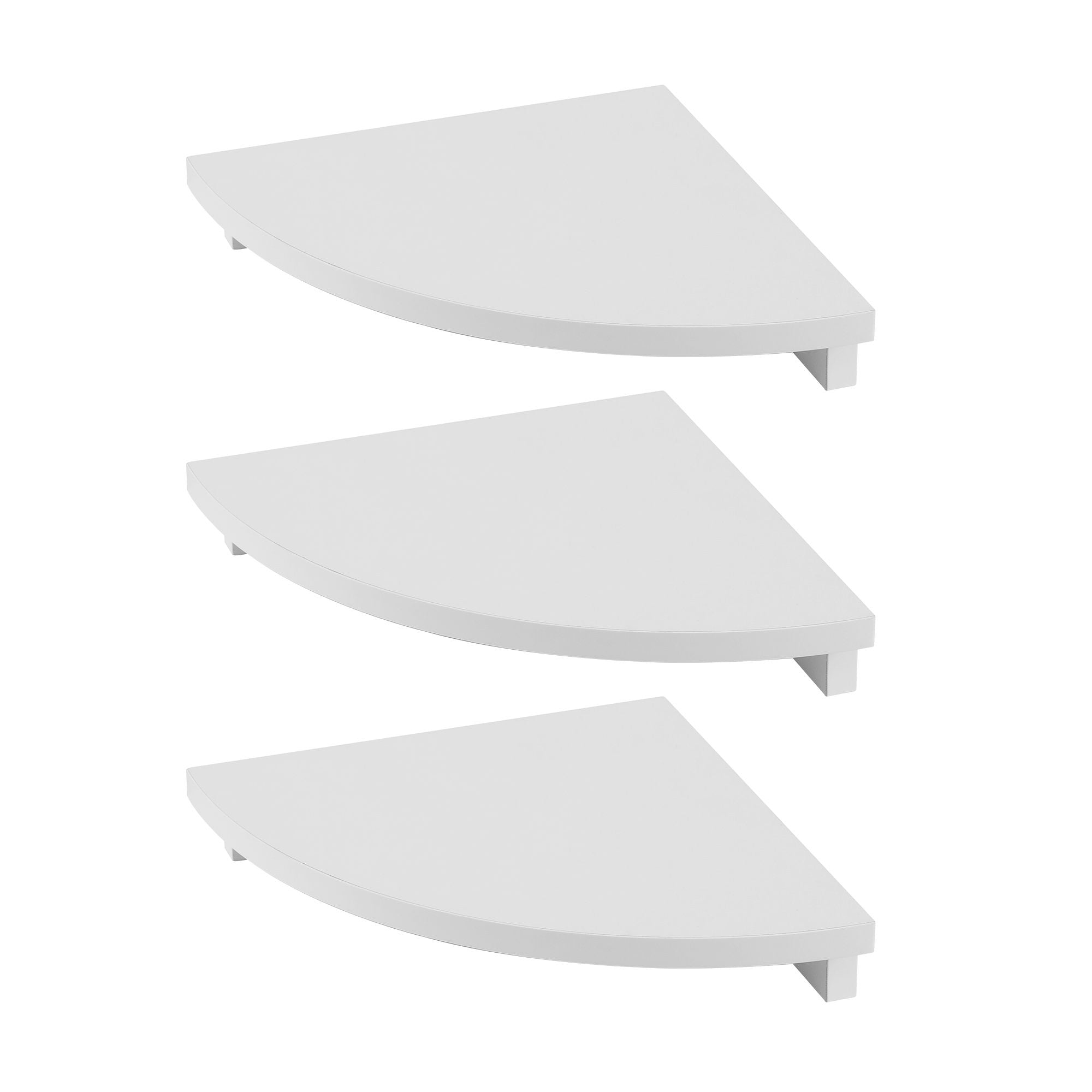 3pc Corner Floating Wall Shelf Wall Mounted Display Rack Round Edge White