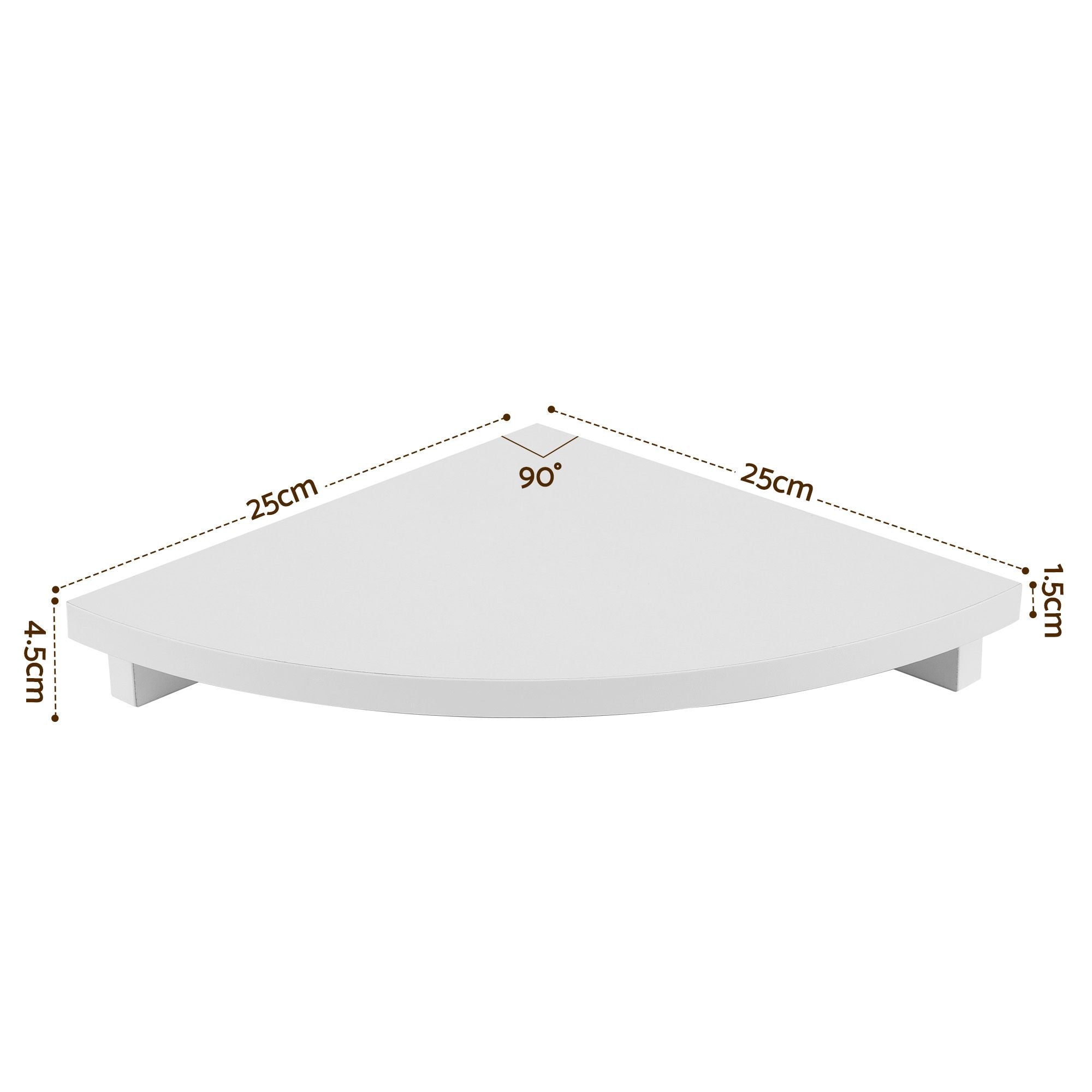 4pc Corner Floating Wall Shelf Wall Mounted Display Rack Round Edge White