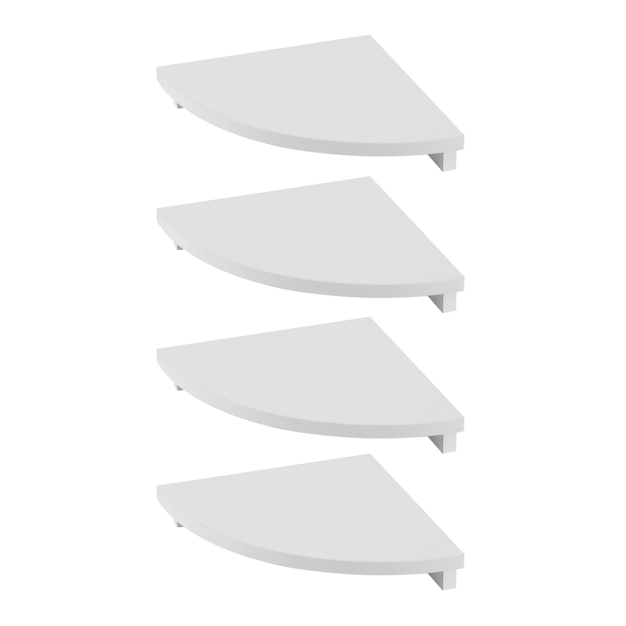4pc Corner Floating Wall Shelf Wall Mounted Display Rack Round Edge White