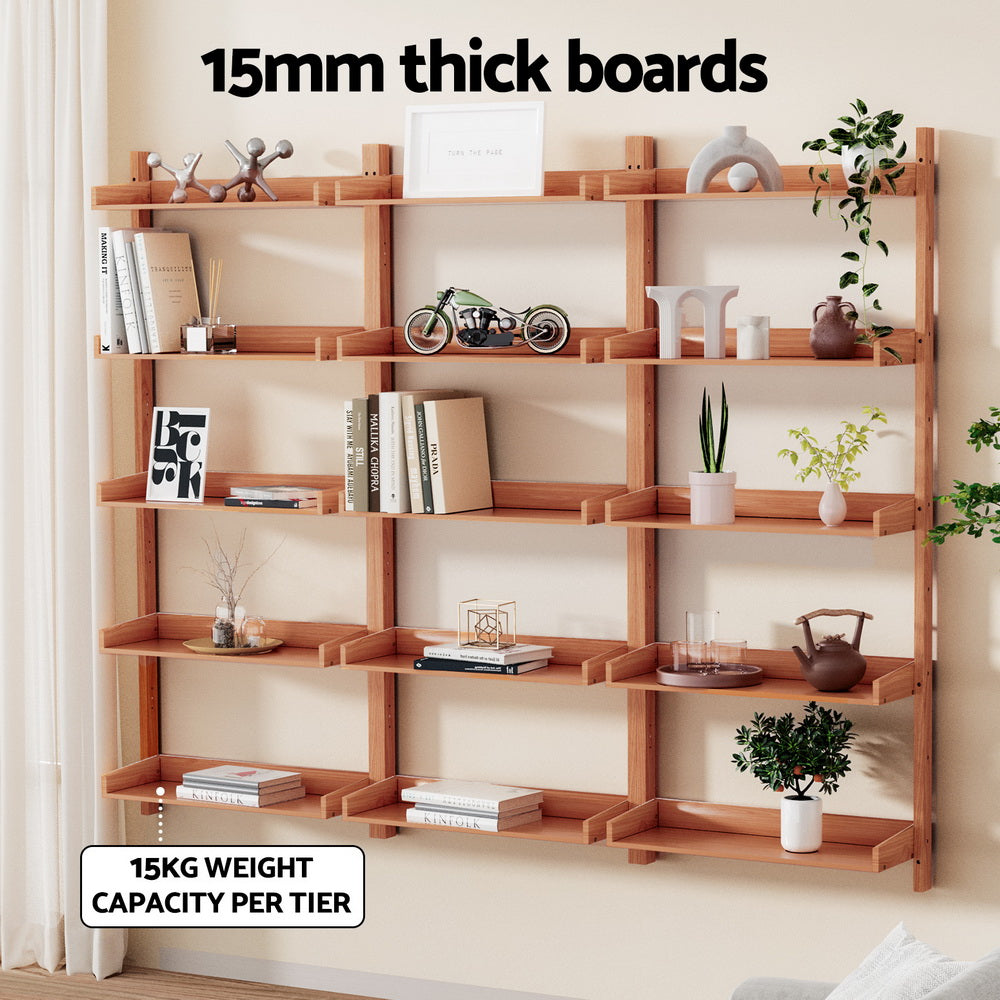5-Tier Floating Bookshelf Display Shelf 77.5x25x180cm - Oak