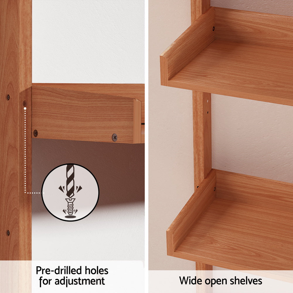 5-Tier Floating Bookshelf Display Shelf 77.5x25x180cm - Oak