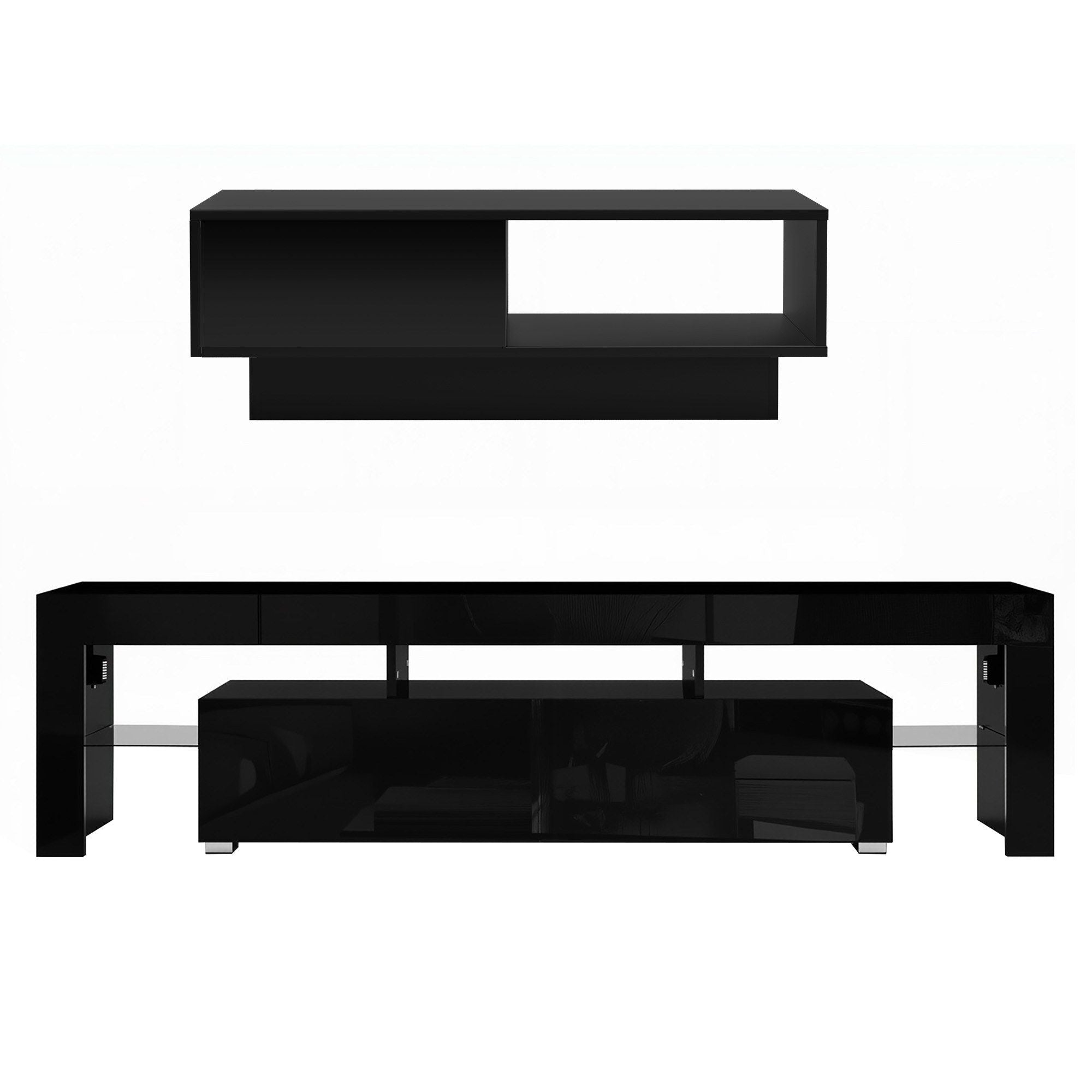 LED TV Unit & Coffee Table Set Storage Cabinet Black