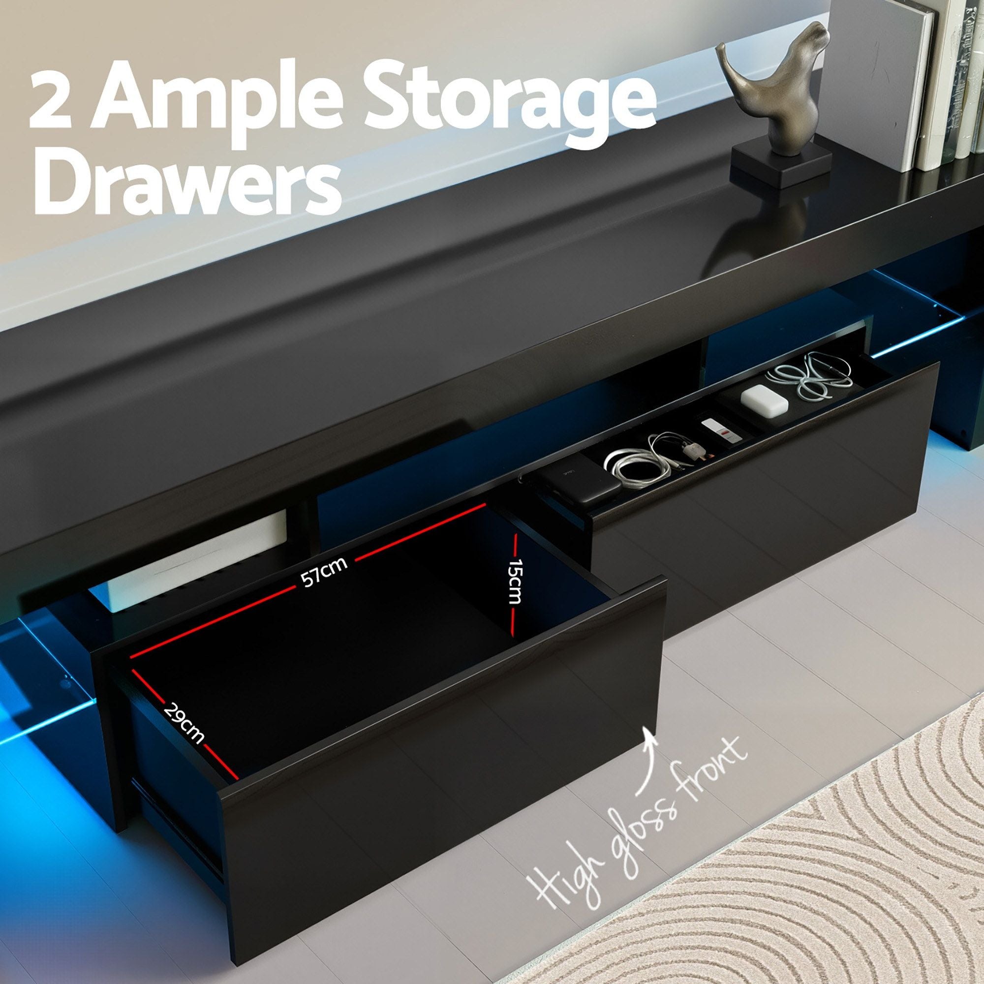 LED TV Unit & Coffee Table Set Storage Cabinet Black