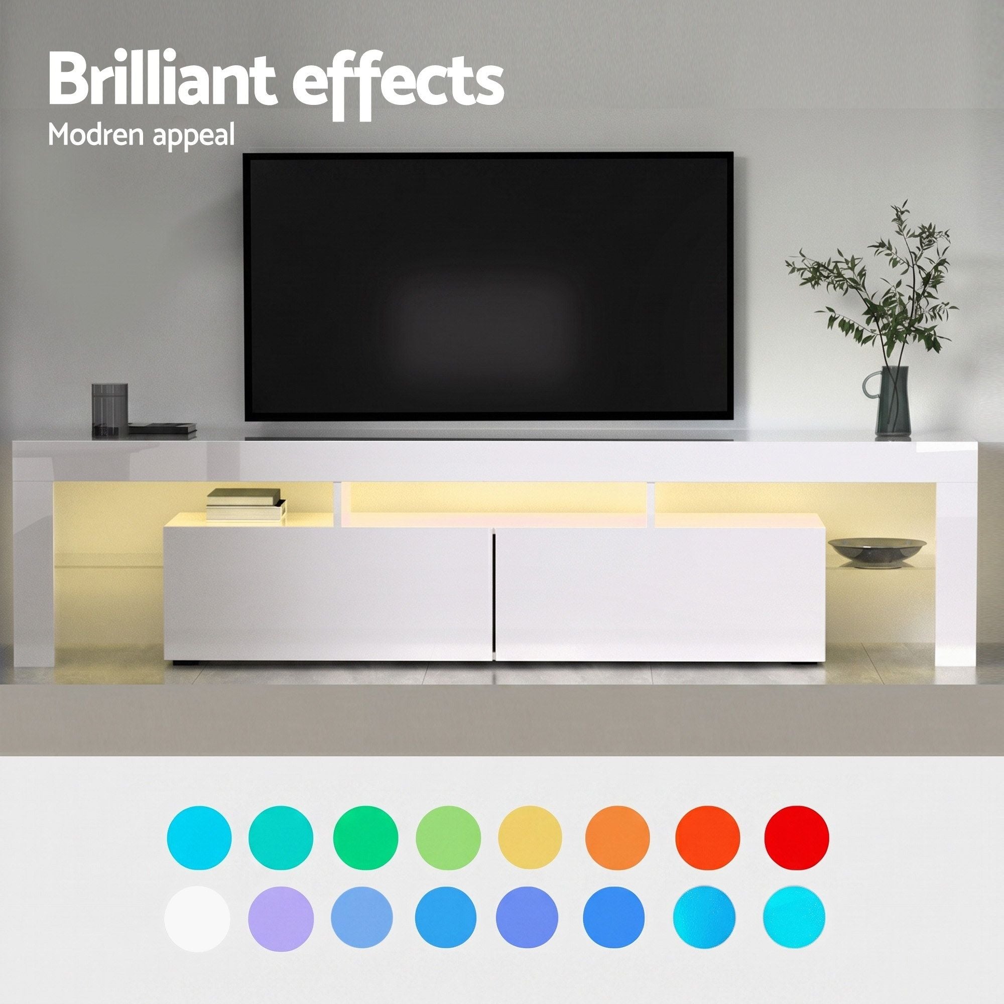 LED TV Unit & Coffee Table Set Storage Cabinet White