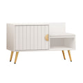 Shoe Rack Cabinet Bench ‚Äì White with Gold Legs