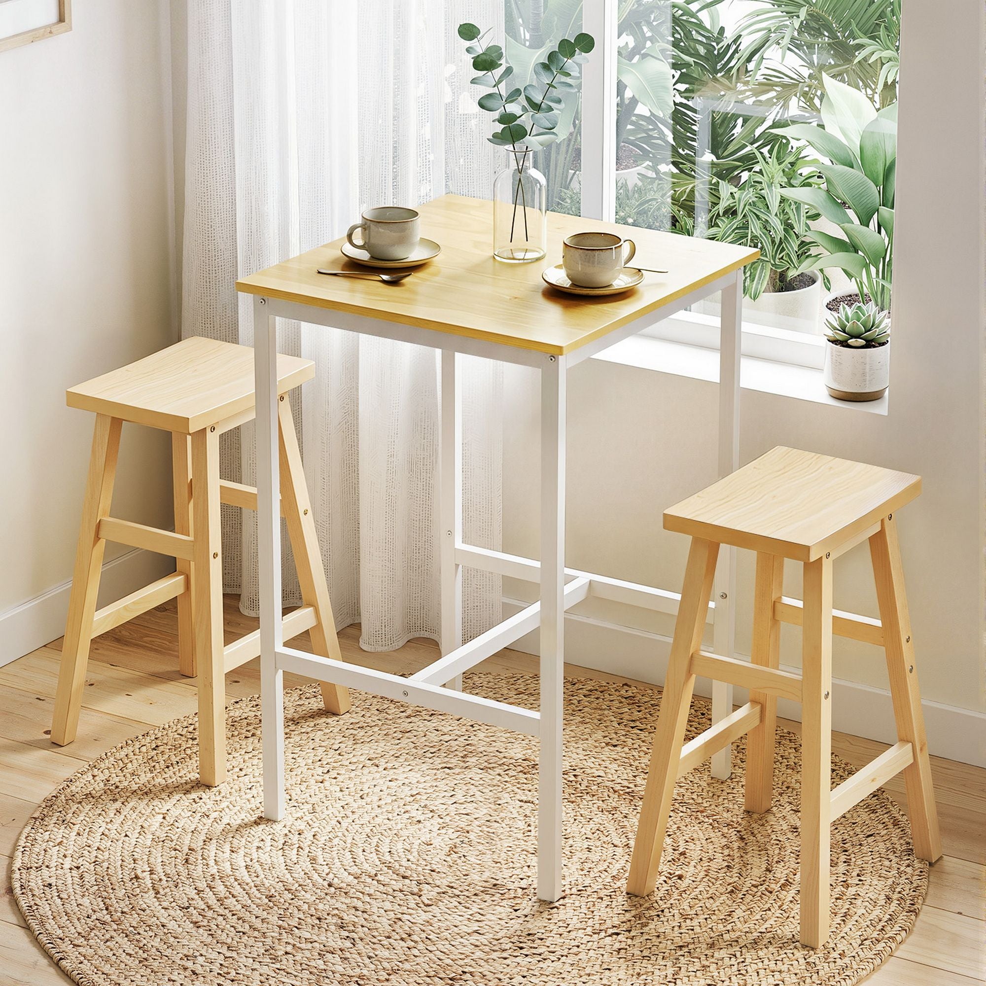 Bar Table Counter Height Kitchen High Dining Desk Pub 60x92cm Modern Pine