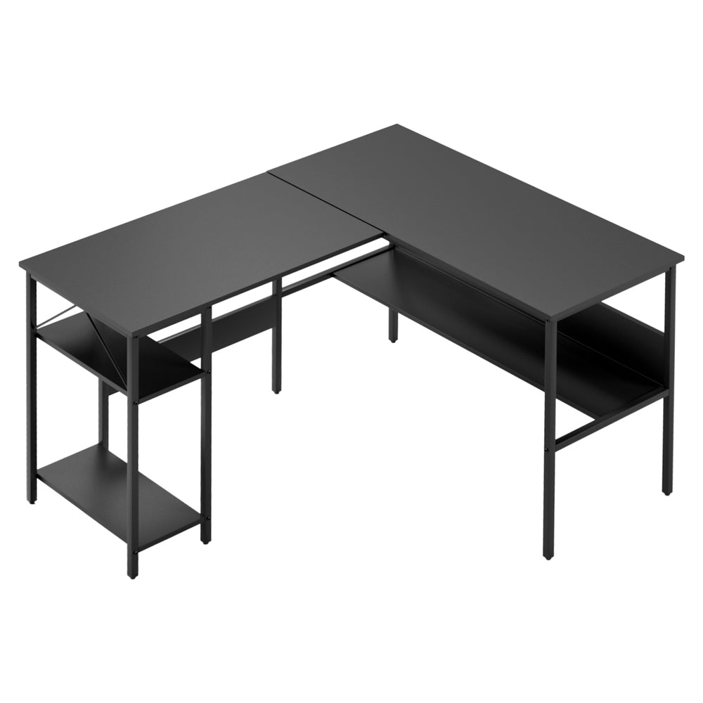 Computer Desk L shape Home Office Study Table Desks Open Shelf Black