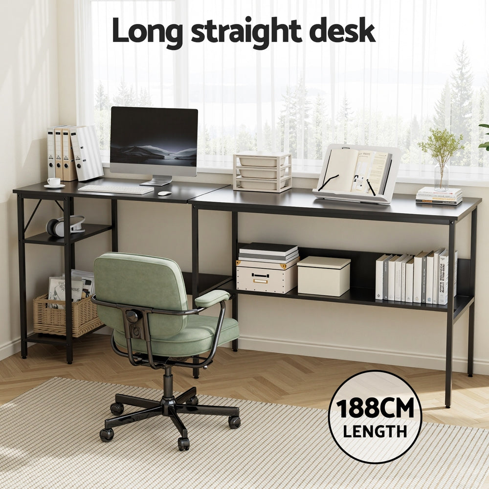 Computer Desk L shape Home Office Study Table Desks Open Shelf Black