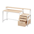 160cm Computer Desk with Monitor Riser and Storage Drawers – Oak & White