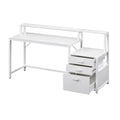 160cm Computer Desk with Monitor Riser and Storage Drawers – White
