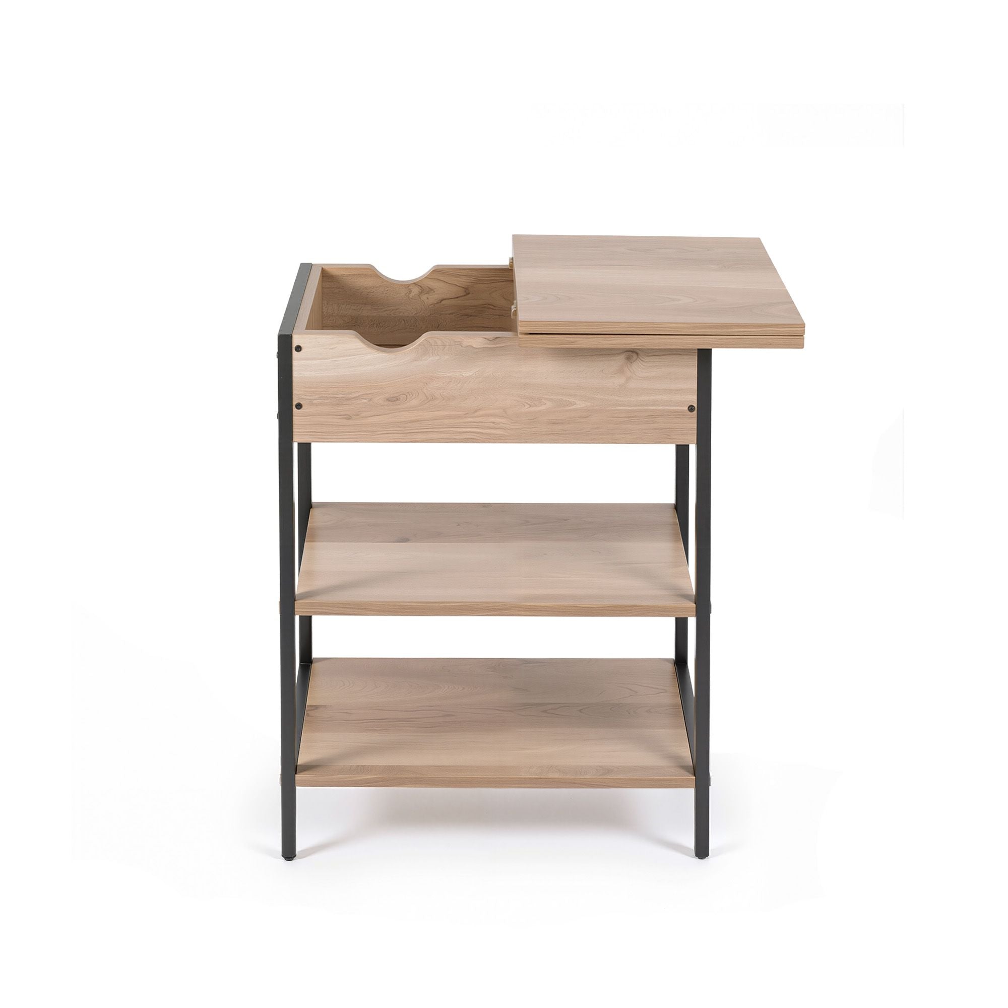 Coffee Table Side Bedside End Table Charging Station Flip-Top Storage 60cm Wood