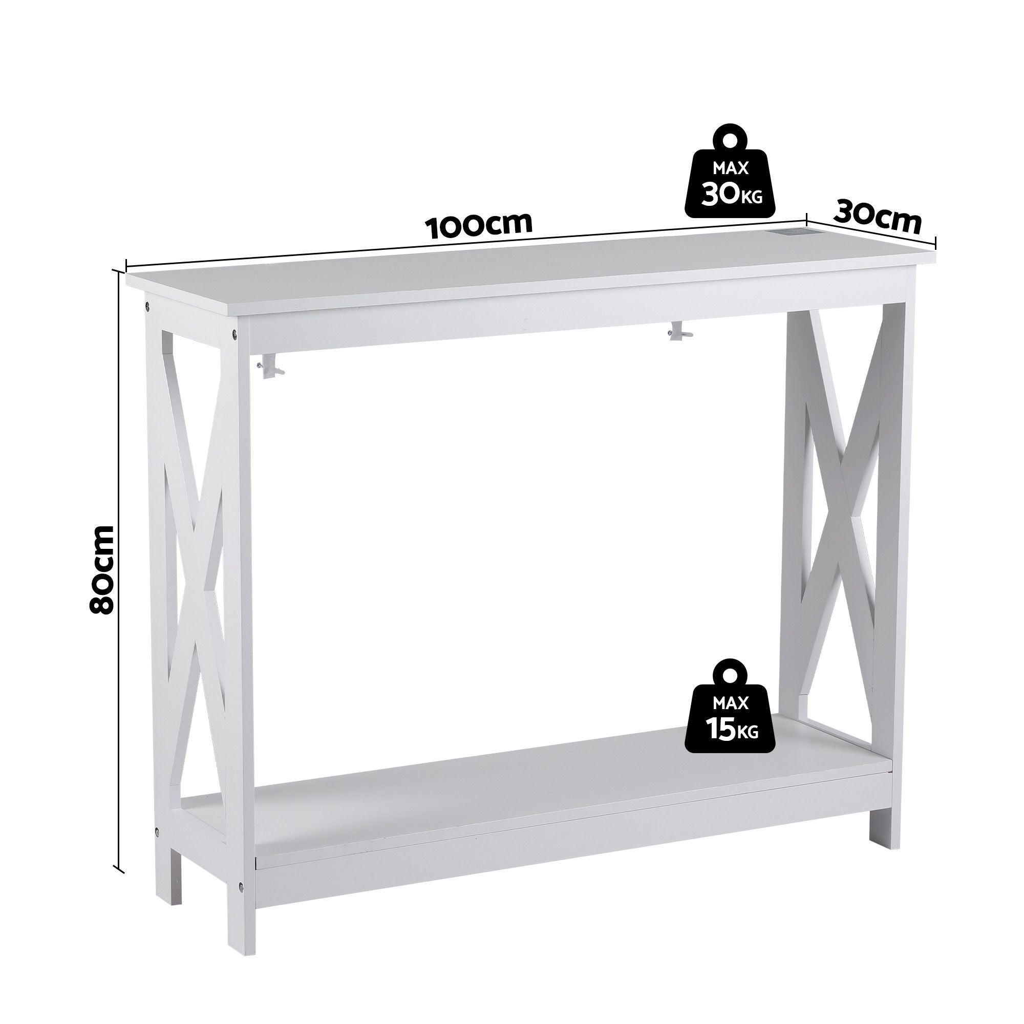 Console Table Entryway Hallway Display 2-Tier Narrow Sofa Table 100CM White