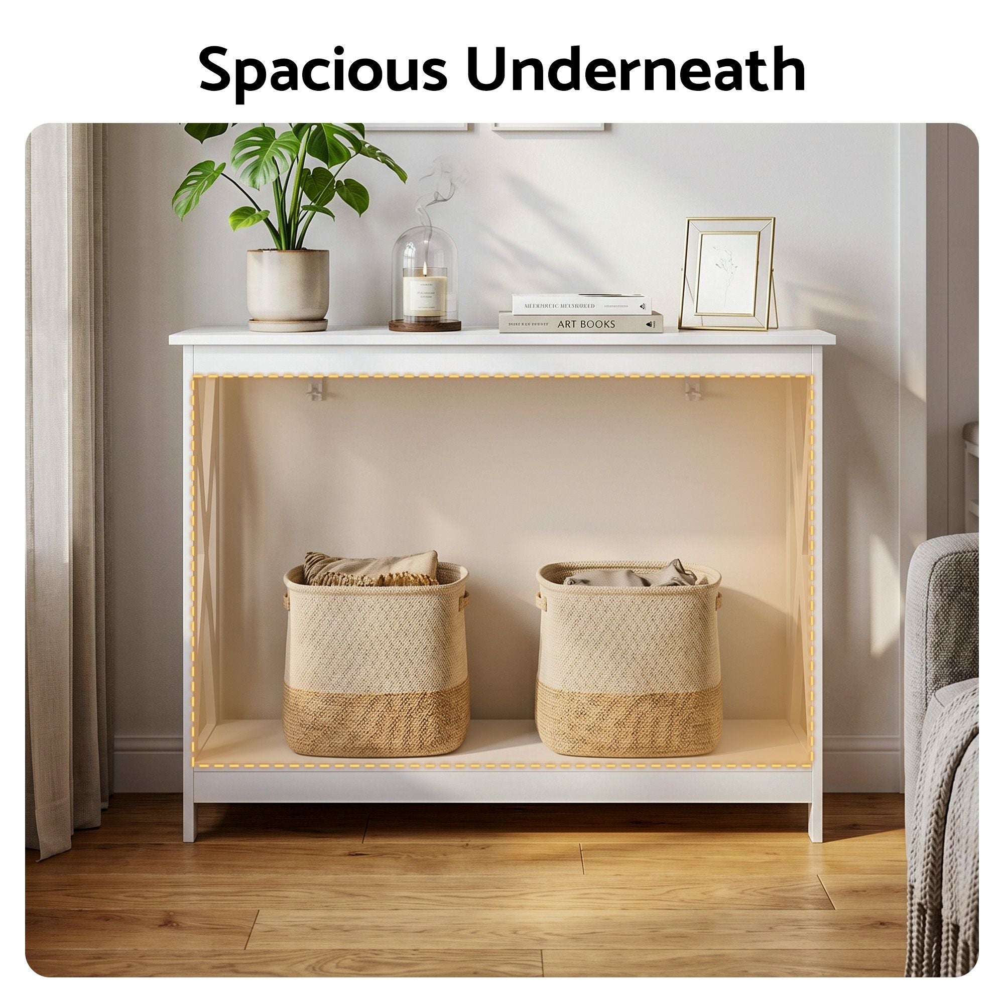 Console Table Entryway Hallway Display 2-Tier Narrow Sofa Table 100CM White