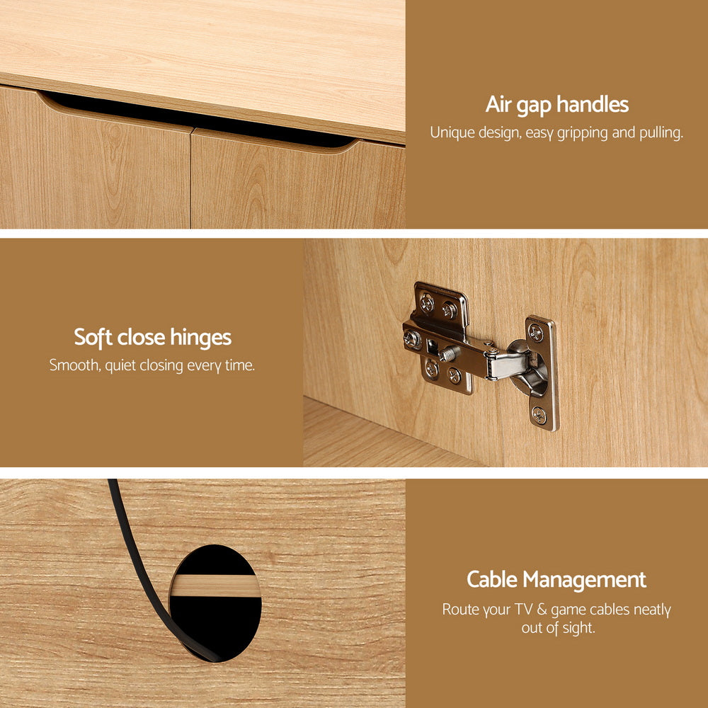 TV Unit Entertainment Unit Storage Cabinet 180cm Pine