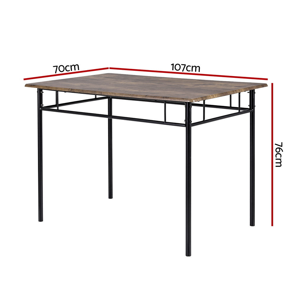 Dining Table and Chairs Set 5PCS Industrial Wooden Metal Desk Walnut