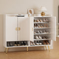Shoe Rack Cabinet 5 Tiers – White with Gold Accents