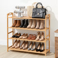 4 Tier Bamboo Shoe Rack Storage Organiser - Pine