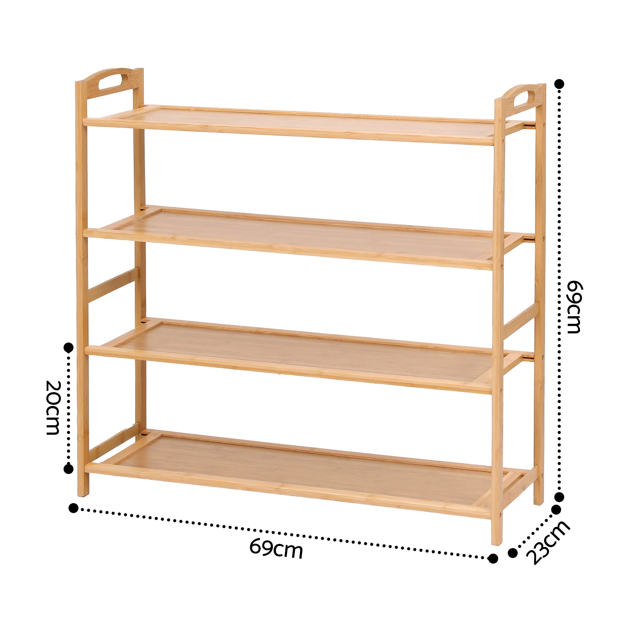 4 Tier Bamboo Shoe Rack Storage Organiser - Pine
